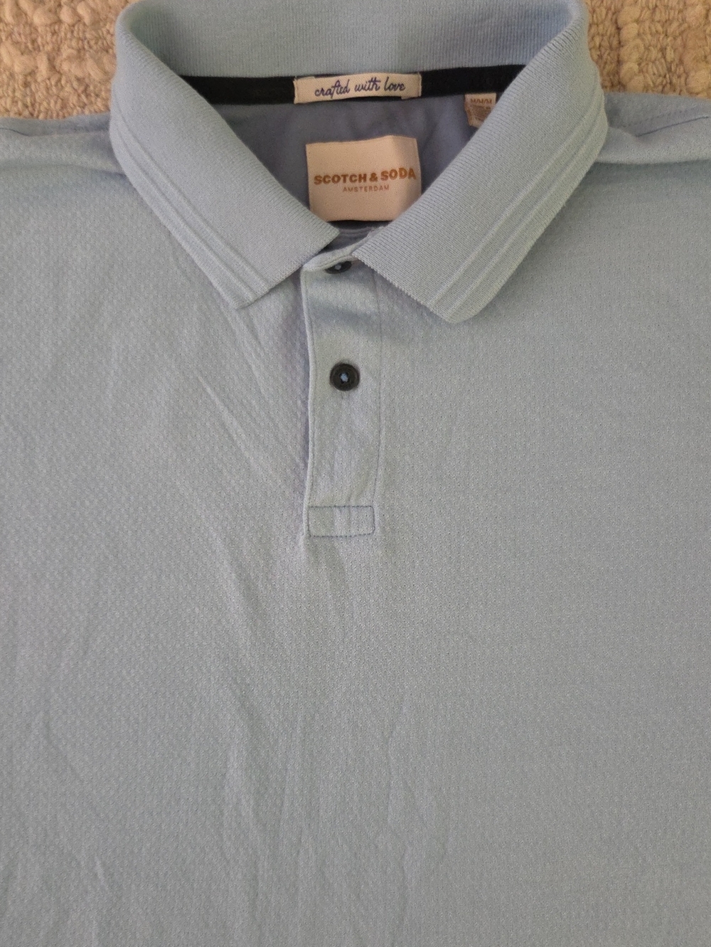 Scotch & Soda Amsterdam Light Blue Pique Polo Shirt - Size M